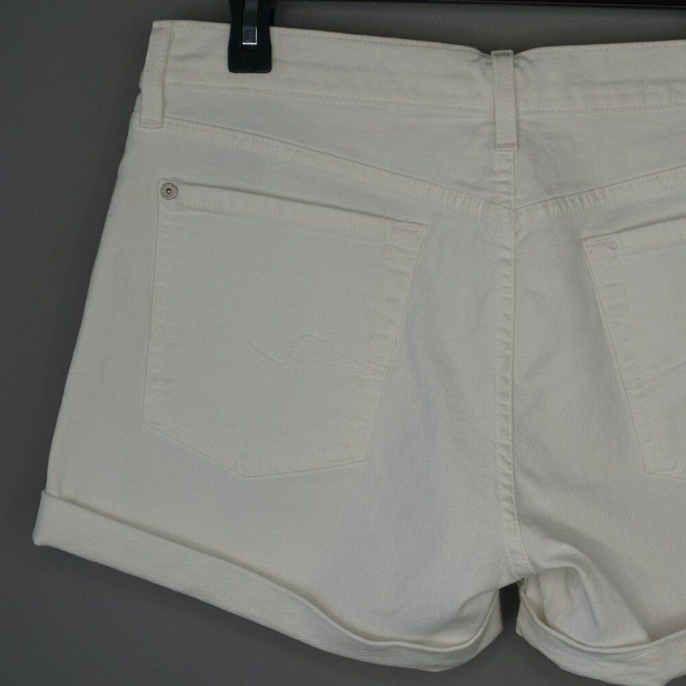 7 for All Mankind Mid Rise Rolled Cuffed Shorts in White Size 31 New - Picture 7 of 12